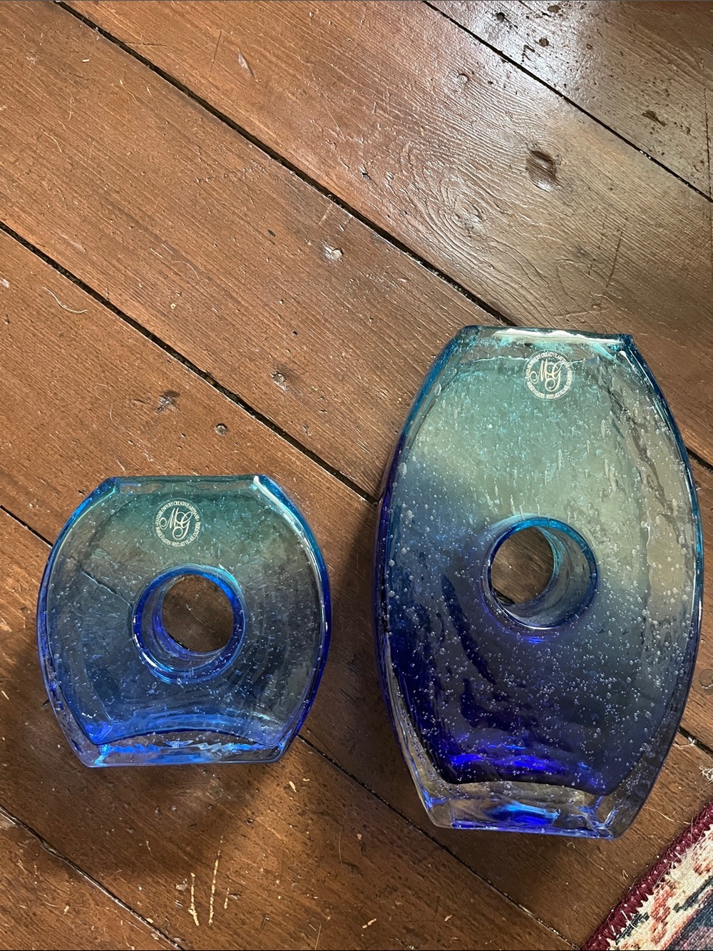 Cobalt Blue Circular-Center Handblown Glass Vases by Margie’s Garden